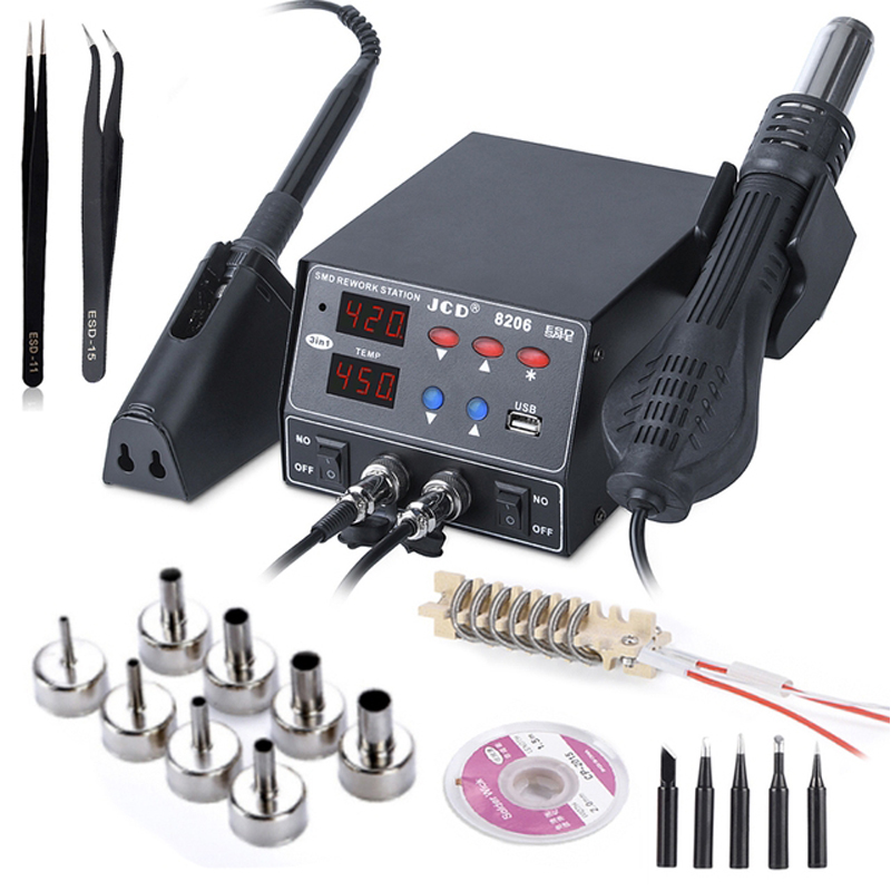 สถานีบัดกรี JCD 8206 2 in 1 พร - 2 In 1 Soldering Rework Station 750W บทวิจารณ์และราคา